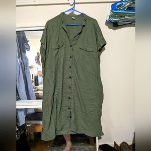 Old Navy Green Short Sleeve Shirt Dress XXL